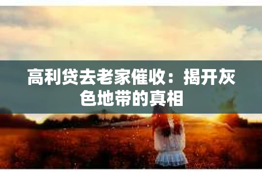 高利贷去老家催收：揭开灰色地带的真相