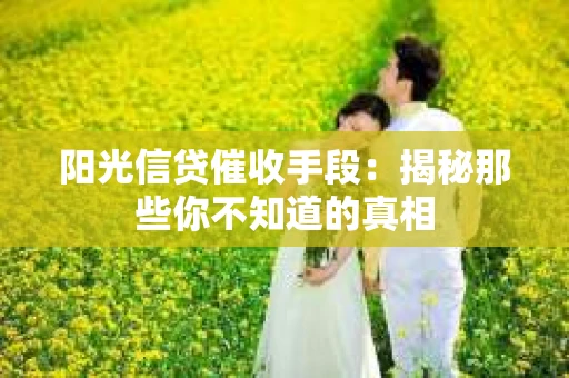 阳光信贷催收手段：揭秘那些你不知道的真相