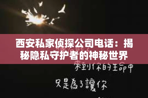 西安私家侦探公司电话：揭秘隐私守护者的神秘世界