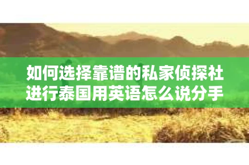 如何选择靠谱的私家侦探社进行泰国用英语怎么说分手挽回服务？