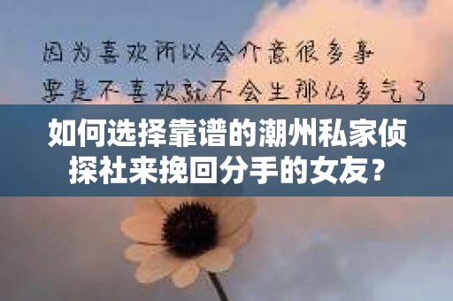 如何选择靠谱的潮州私家侦探社来挽回分手的女友？