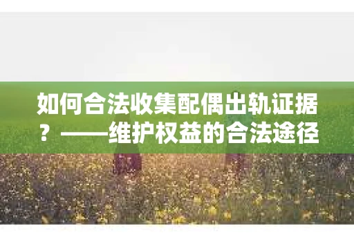 如何合法收集配偶出轨证据？——维护权益的合法途径